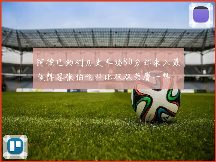 阿德巴约创历史单场80分却未入最佳阵容张伯伦科比双双荣膺一阵